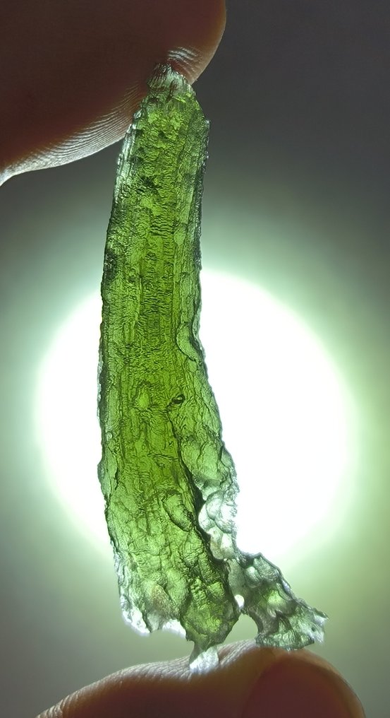 Moldavite from Chlum, South Bohemia - Height: 54 mm - Width: 18 mm - 7.6 g #2.1
