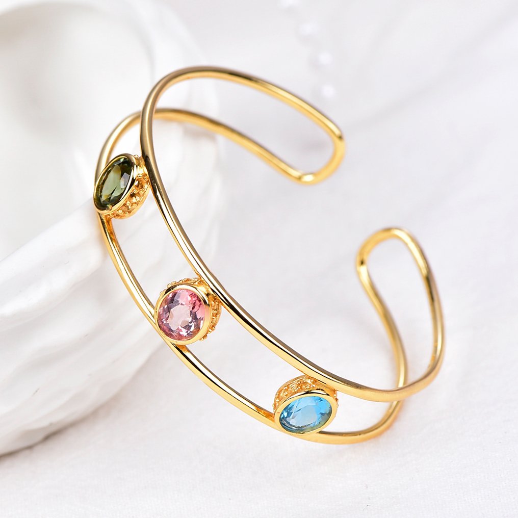 Zonder Minimumprijs - Armband Zilver - Gemengde edelstenen - Gecertificeerd #1.0