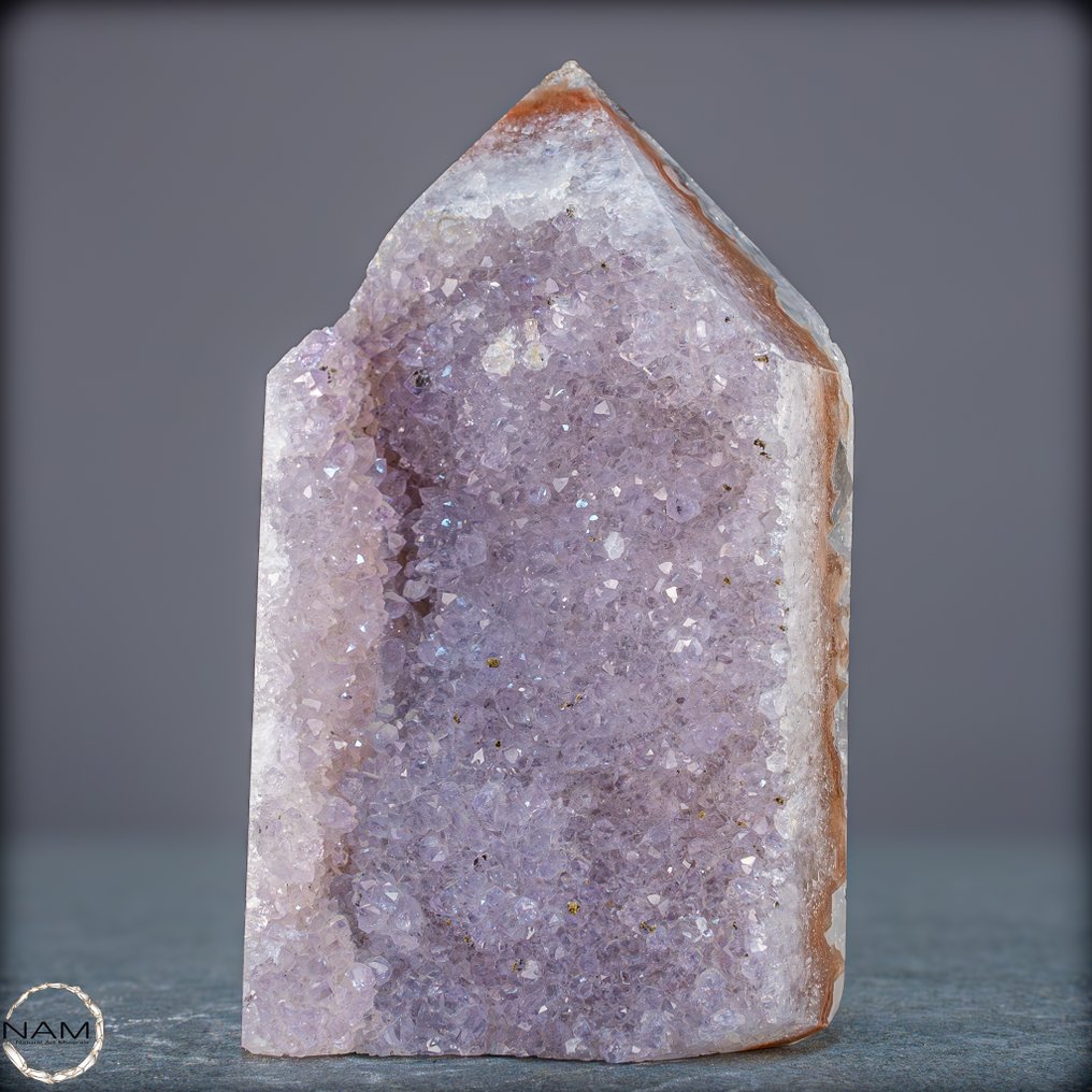 自然的、稀有的紫水晶玛瑙方尖碑 迷人的水晶晶洞与带纹玛瑙的结合- 571.05 g #1.0