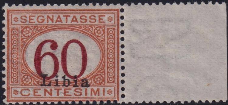 義屬利比亞 1925 - Segnatasse 60 C. 橙色和棕色 Sass 11 宽 Bdf 完整 MNH** Spl #1.0