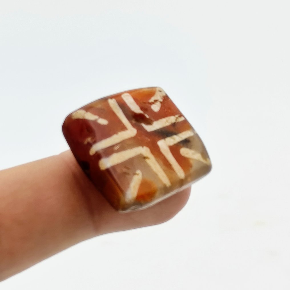 古缅甸，蒲尤国家 蚀刻玛瑙 具有特殊设计的珠子护身符 - 25 mm  (没有保留价) #2.1