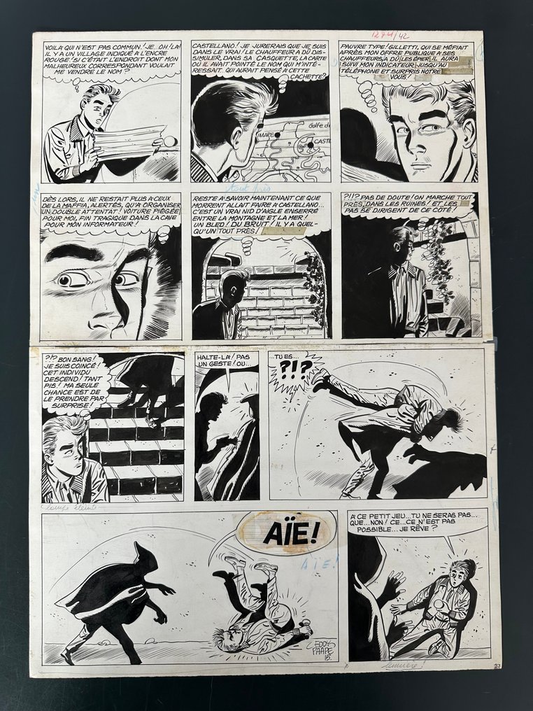 Eddy Paape - 1 Original page - Marc Dacier - la main noire - page #15 - 1962 #1.0