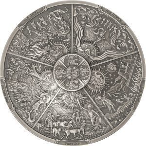 Palau. 20 Dollars 2021, 3 Oz, Aztec Five Suns – Ages of Man series #1.0