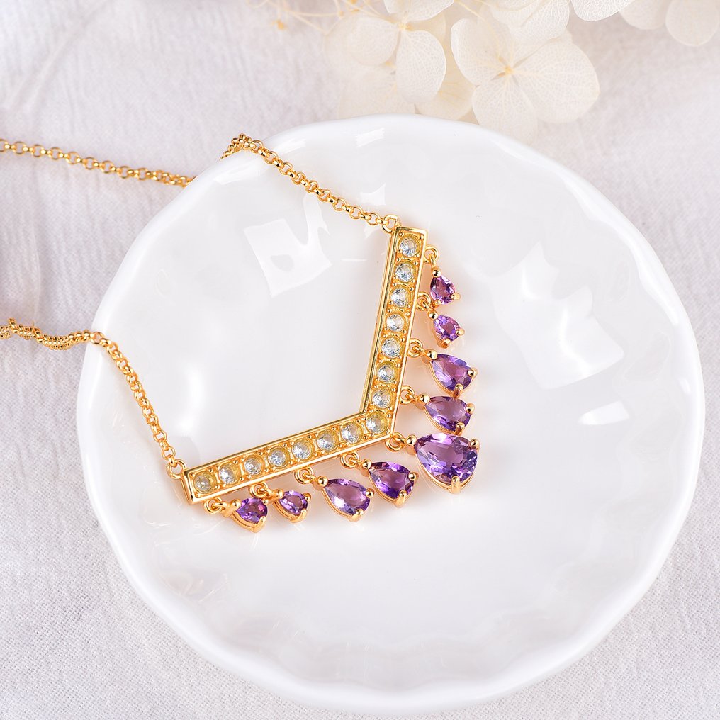 Sans Prix de Réserve - Collier Argent - Gemmes mixtes - Certifié #3.2