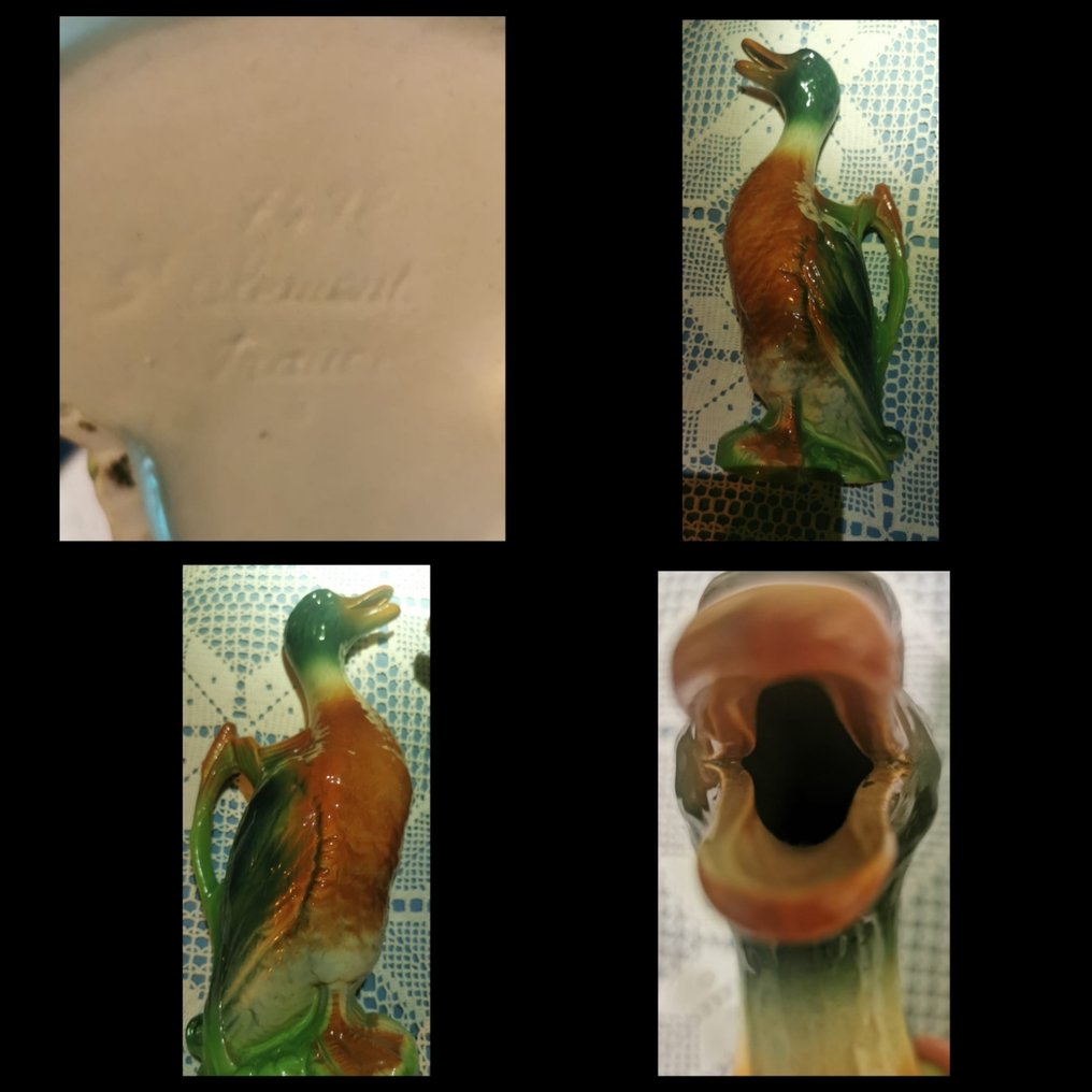 大水罐 (2) - 圣克莱芒鸭子水壶(35厘米)+ 猪鹿陶瓷水壶——彩绘陶瓷——20世纪初 - 陶器 #3.2