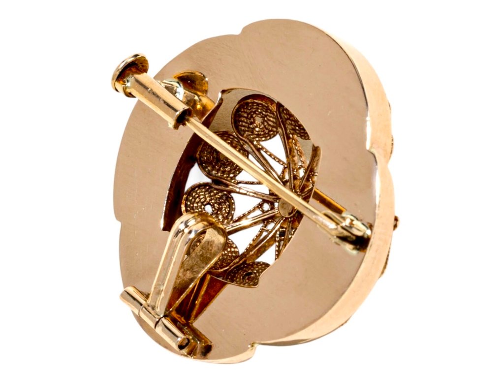 Pendant - 14 kt. Rose gold - Pearl - Victorian Antique Brooch #4.3