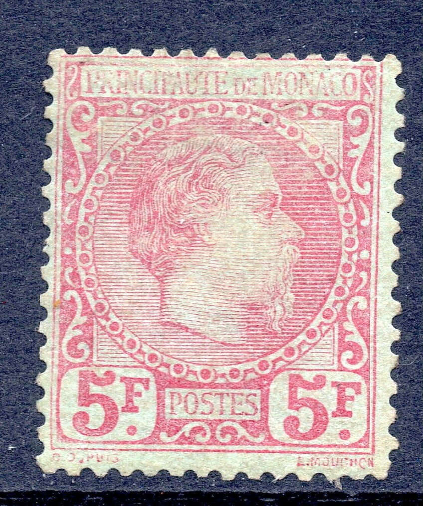 Monaco 1885 - Principle Carlo III 5 F Carmine MH* - Yvert & Tellier n° 10 #1.0