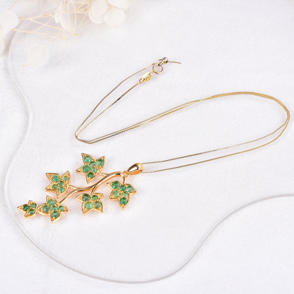 Nincs minimálár - Függő Ezüst - Emerald - Certified #3.2