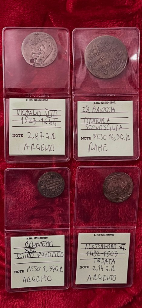 意大利，教皇國 Lotto 4 monete 1400-1700 #1.0