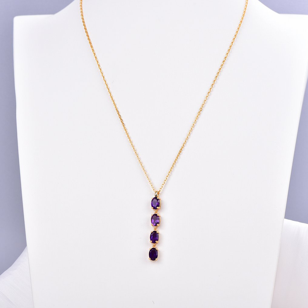 Zonder Minimumprijs - Halsketting Zilver - Amethyst - Certified #1.0