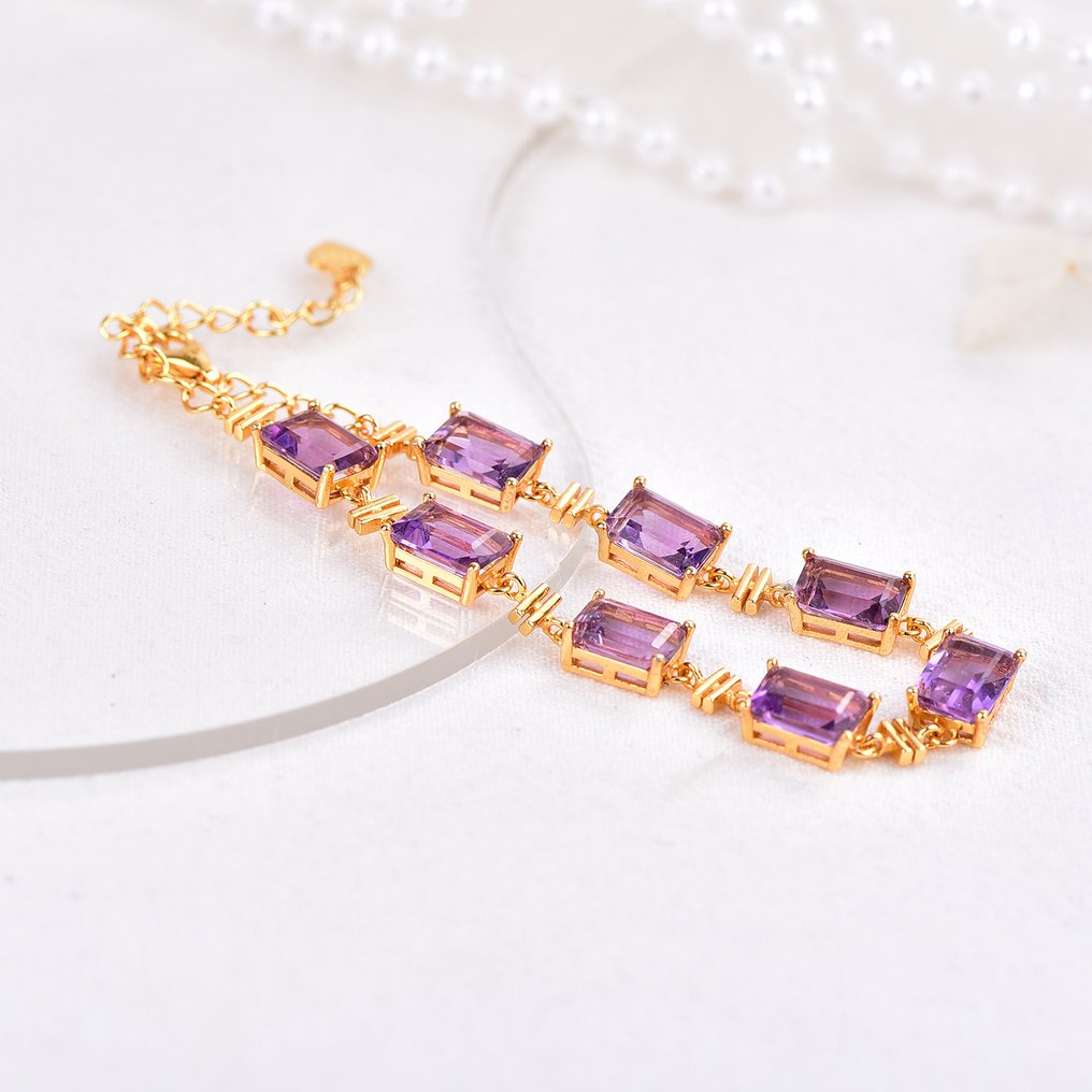 Senza prezzo di riserva - Bracciale Argento - Amethyst - Certificato #4.3