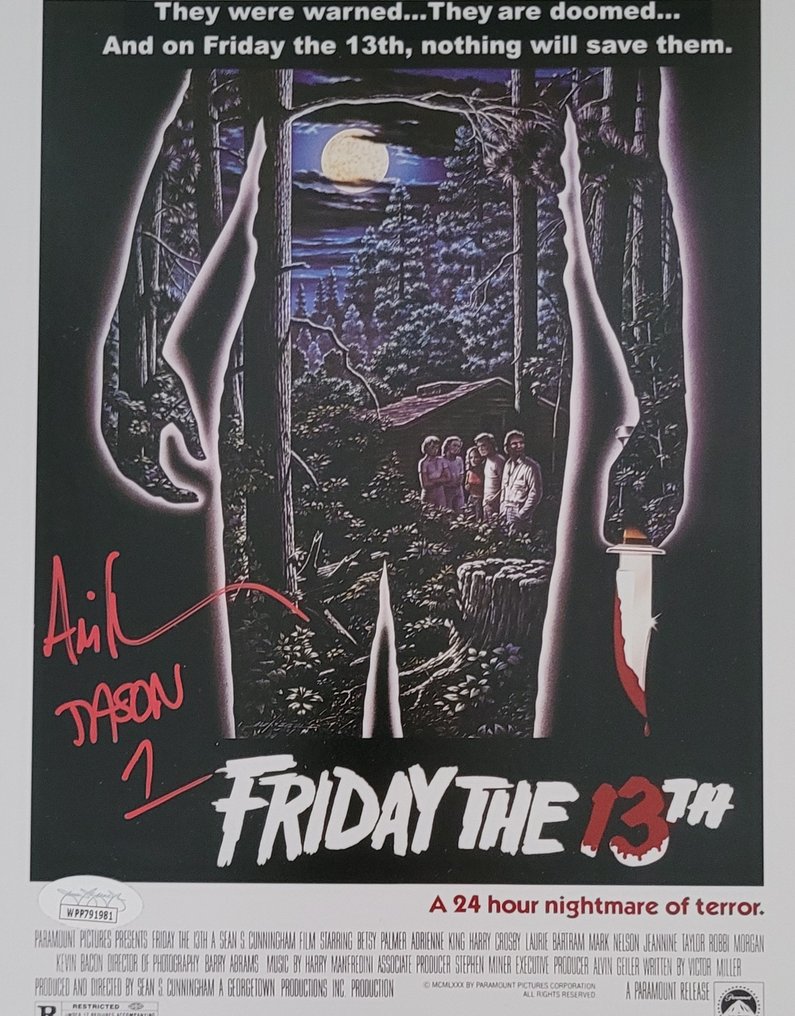 Perjantai 13 - Jason Voorhees (Ari Lehman) - Autograph, Photo with COA of JSA #2.1