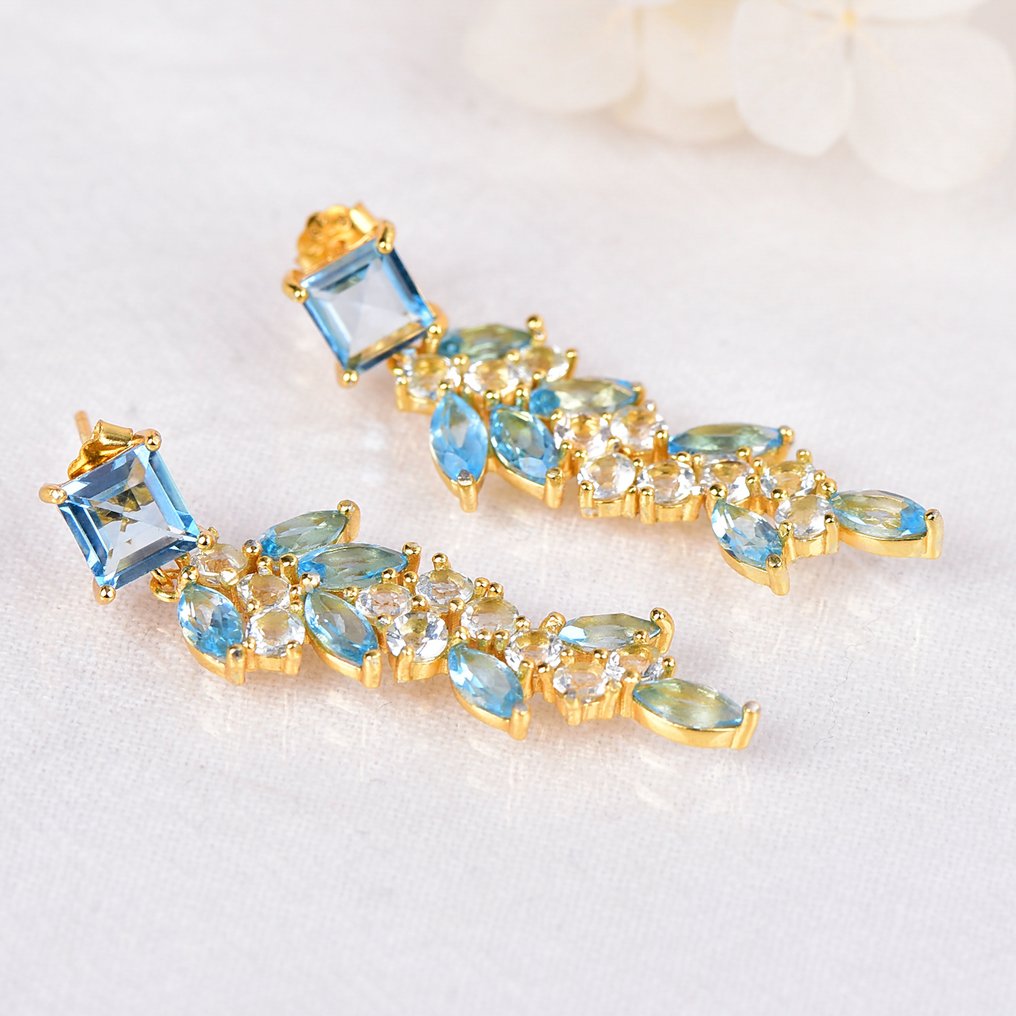 χωρίς τιμή ασφαλείας - Σκουλαρίκια Ασημί - Μικτά πολύτιμα πετράδια - Πιστοποιημένα #3.2