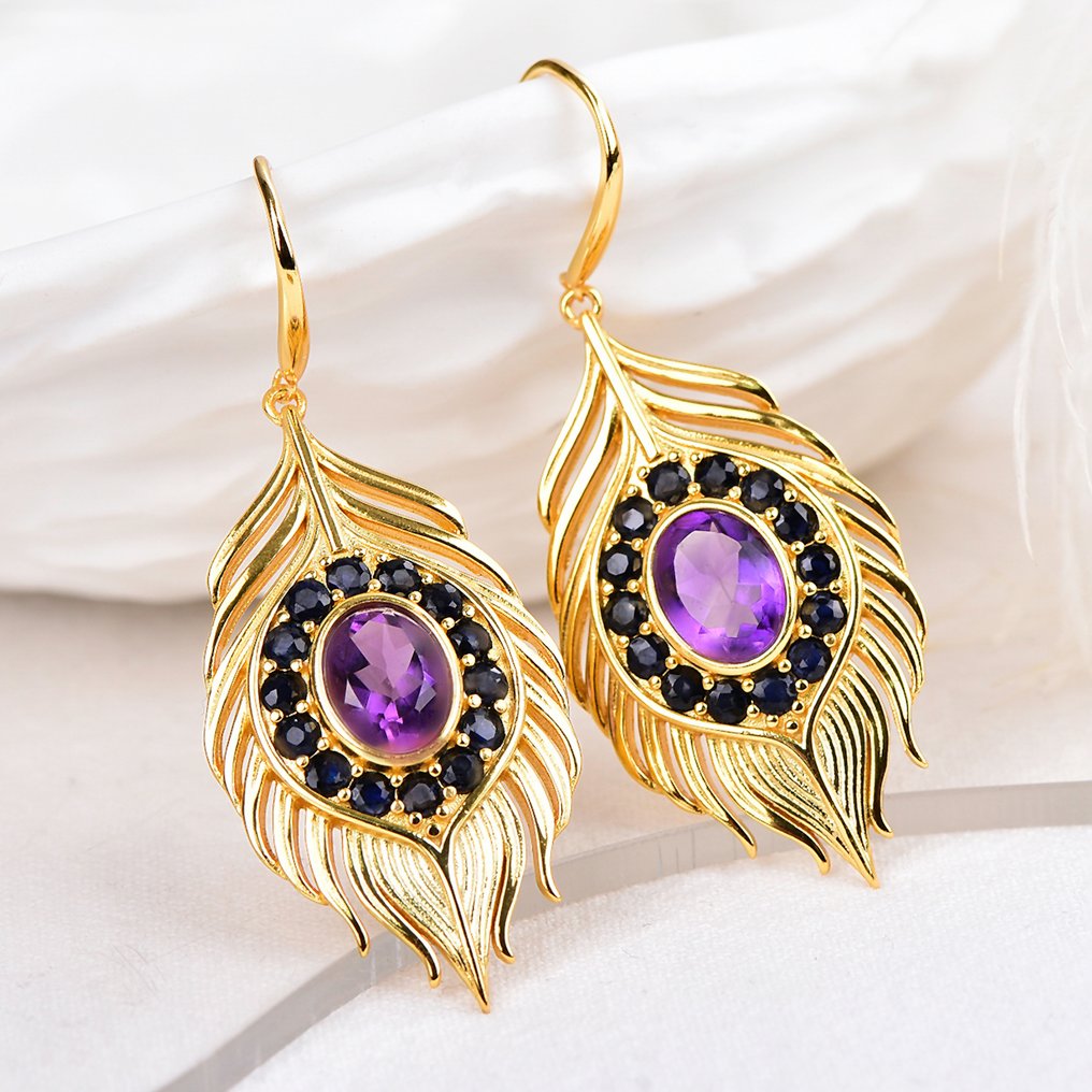 Senza Prezzo di Riserva - Orecchini Argento - Gemstone miste - Certificato #3.2