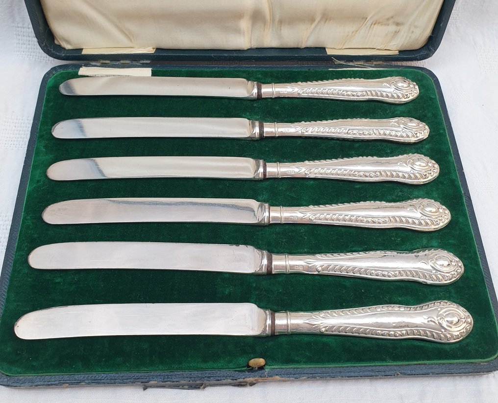 WJ Myatt & Co - Σετ μαχαιροπήρουνων (6) - .925 silver - Μαχαίρια βουτύρου #2.1