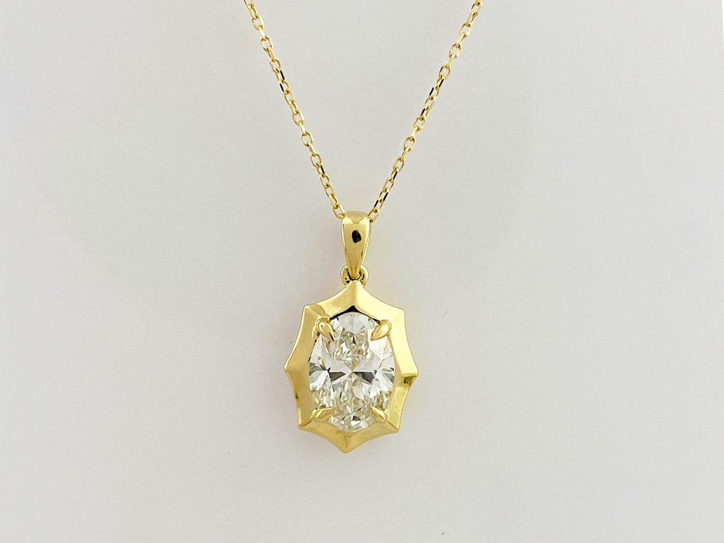 Zonder minimumprijs - Ketting met hanger - 14 karaat Geel goud -  2.02ct. tw. Diamant (Lab-grown) #1.0