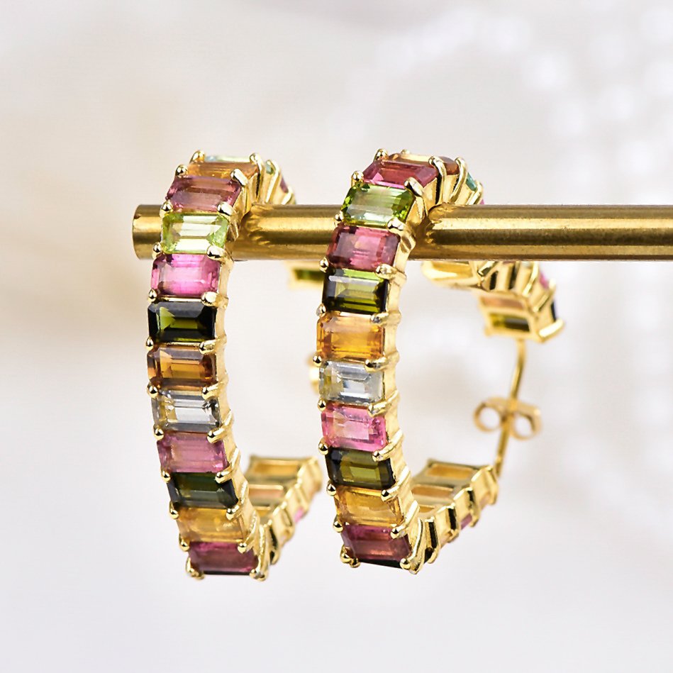 No Reserve Price - Earrings Silver - Tourmaline - Certified #4.3