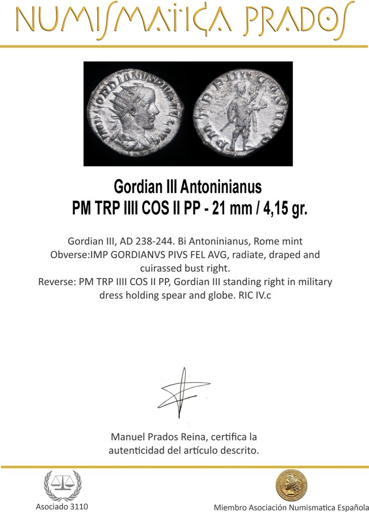 Romarriket. Gordian III (AD 238-244). Antoninianus PM TRP IIII COS II PP (Ingen mindstepris) #1.0