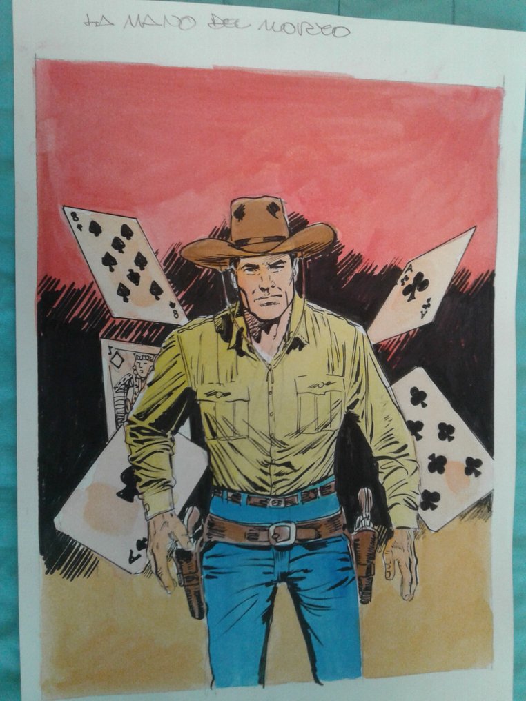 Vercelli, Gino - 1 Original colour drawing - Tex - Omaggio a Galep #2.1