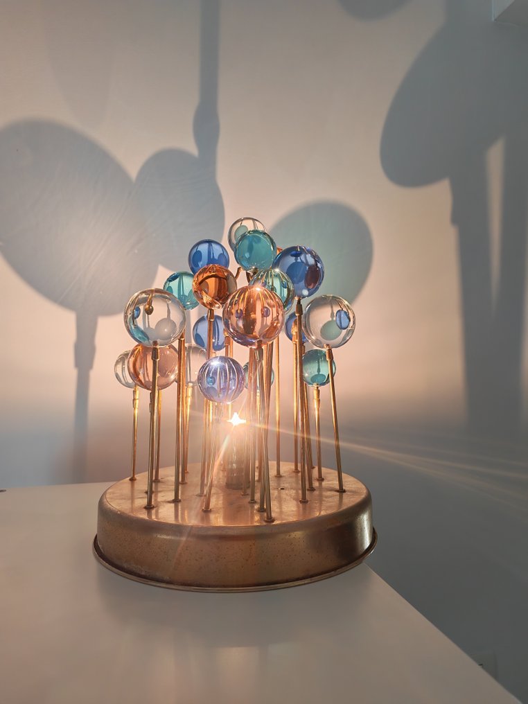 台灯 - 太空时代 - 镀金黄铜, 水晶, 镀金黄铜 - 水晶球灯 #1.0