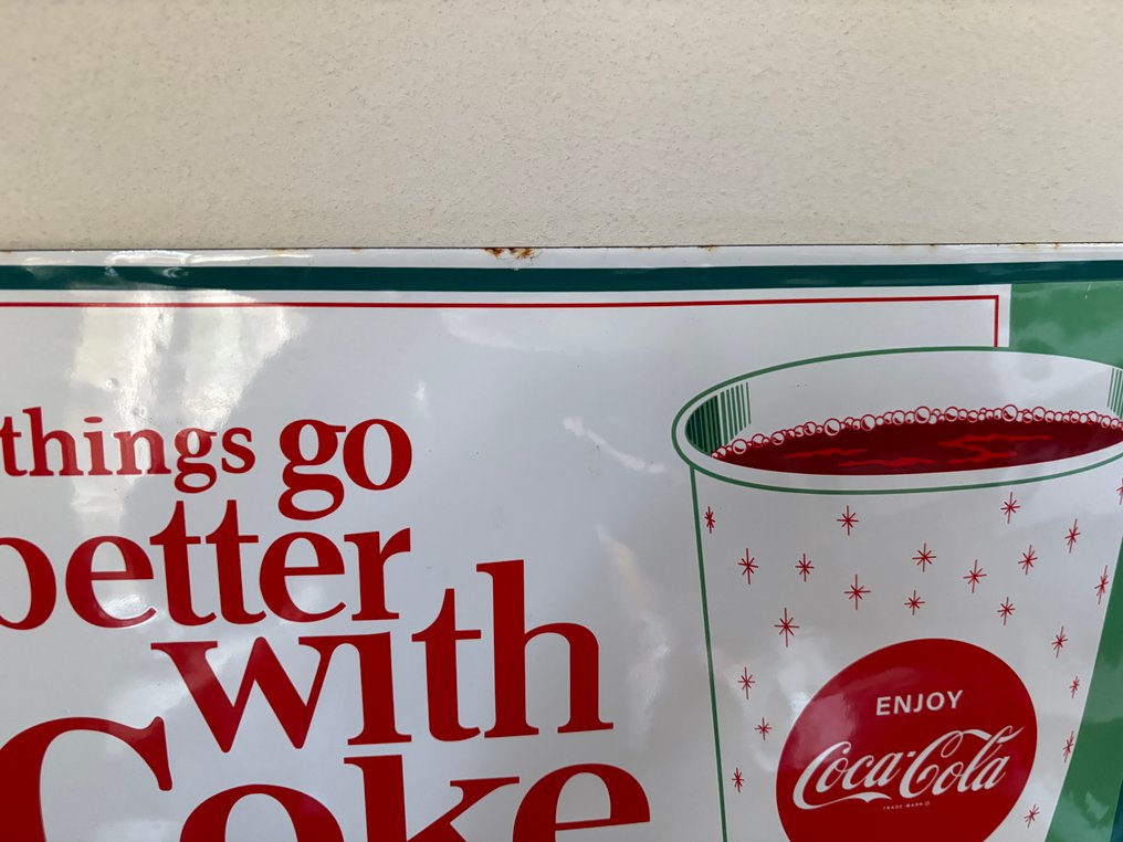 Coca Cola . Ice cold Coca Cola. things go better with Coke. - Insegna (2) - Smalto #4.3