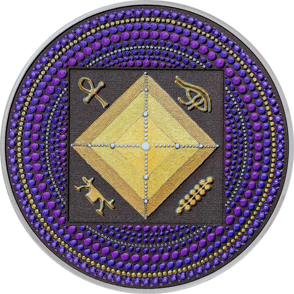 Palau. 20 Dollars 2022 3 oz, Egypt Pyramid – Dot Art, third release in the artistic Dot Art series #1.0