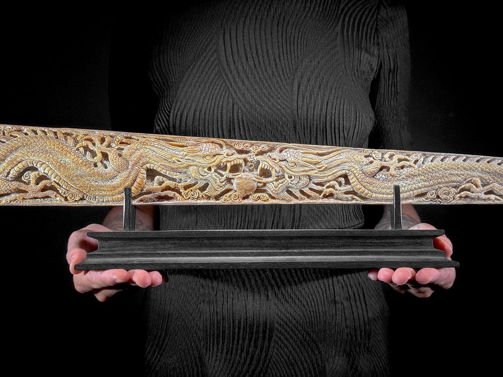 Fără preț de rezervă - un cioc de pește-spadă mare pe un suport personalizat - Motif Dragon Dublu Cioc - Xiphias Gladius - 14 cm - 87 cm - 6 cm- Speciile Non-CITES - (1) #2.1