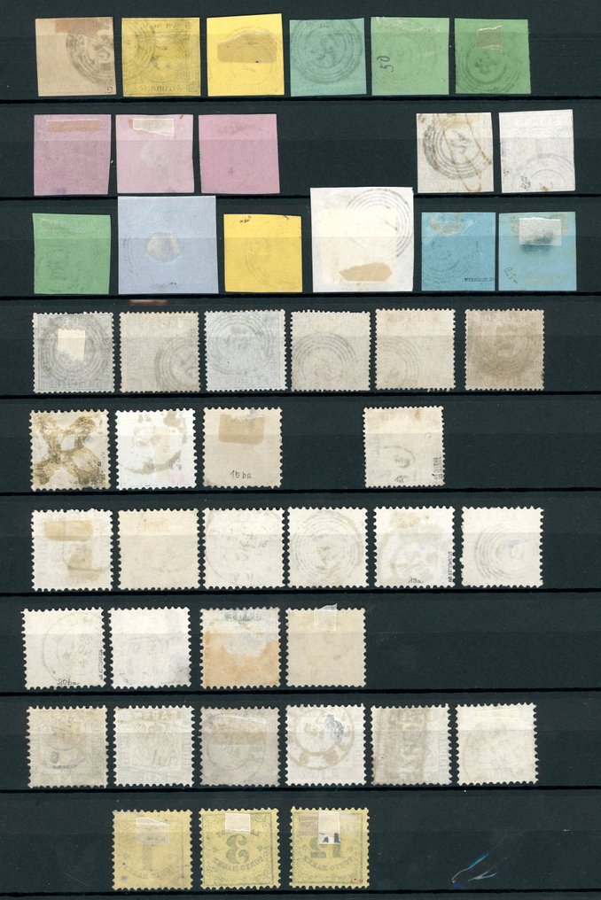 Baden 1851/1868 - In the main numbers, a complete collection of Baden from Mi. No. 1 to 25, including Landpost. - Komplette Sammlung Baden #4.3
