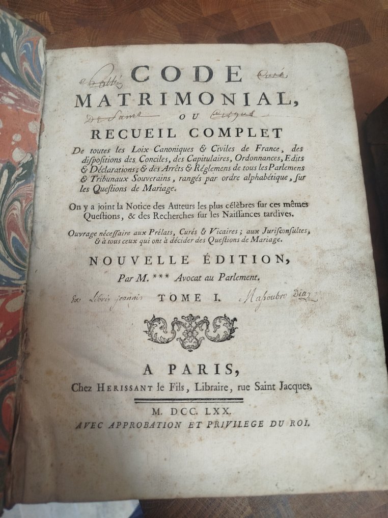Edme de la Poix de Fréminville; M. de Vattel; Auteur anonyme (Code Matrimonial) - Ensemble de trois ouvrages juridiques: La Pratique Universelle; Code Matrimonial; Le Droit des Gens - 1746-1777 #3.2