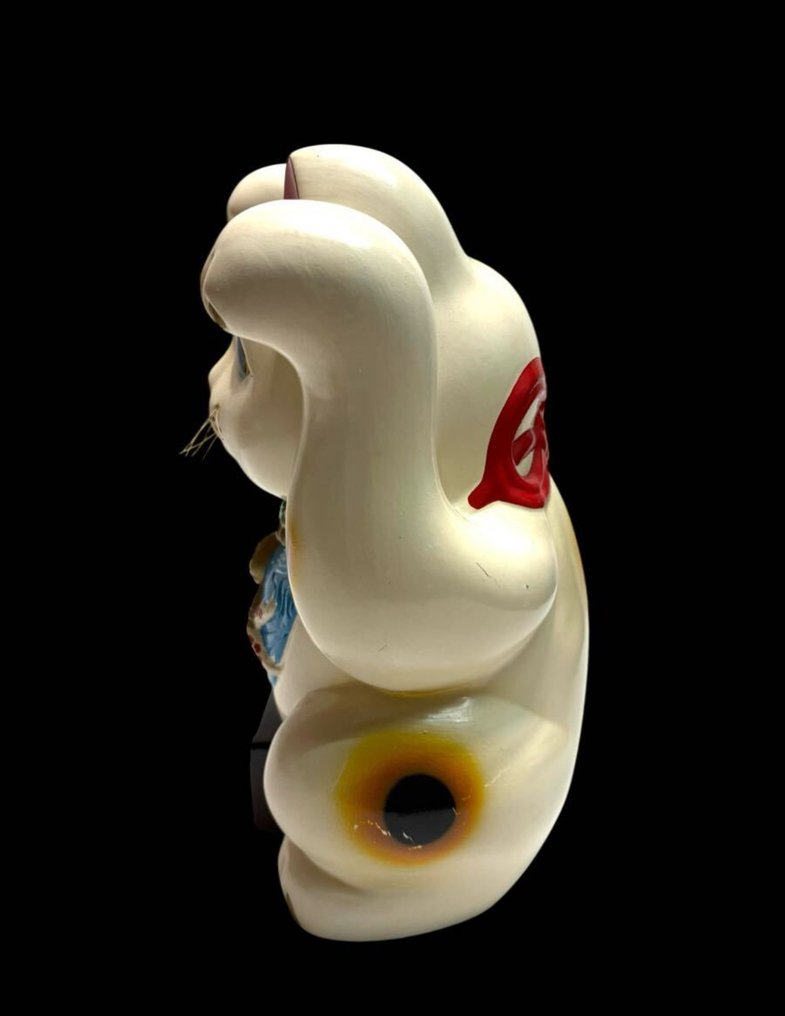 雕像 - Showa Retro Double-Pawed Maneki Neko / “Oku-man-ryo” / Ceramic Money Bank / Height approx. 33cm - 陶瓷 #4.3