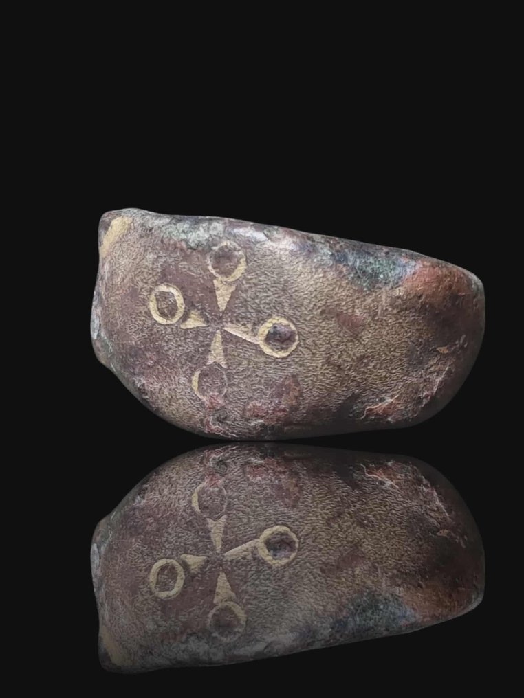 Medieval, Crusaders Era Extremely rare Gold Gilded Empire Cross Seal Ring #1.0