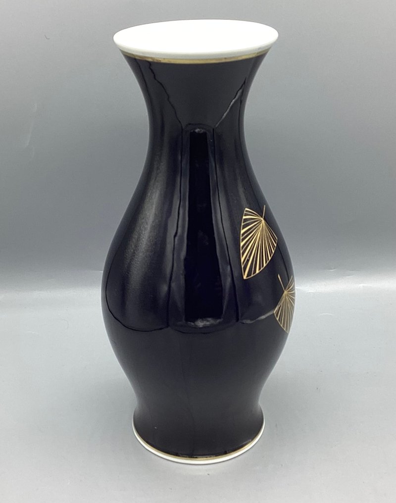 Weimar Porzellan (Germania) - Decorato con il Celebre Cobalto Profondo - Echt Weimar Kobalt - Vase - Vase décoratif 25x12 en cobalt profond et détails en or zéchine - Porcelaine - Stile Japandi-Oriental #2.1