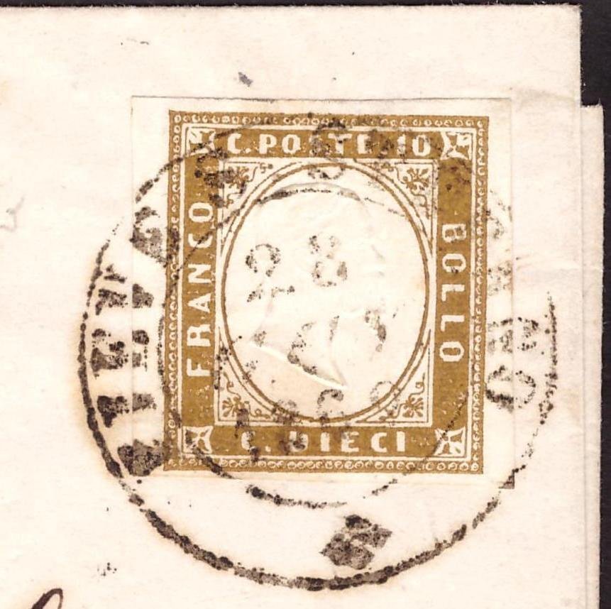 Αρχαία ιταλικά κράτη - Σαρδηνία 1862/1862 - Επιστολή με 10 κ. από Pieve S. Stefano, 5 σημεία. - Sassone 14Da #1.0