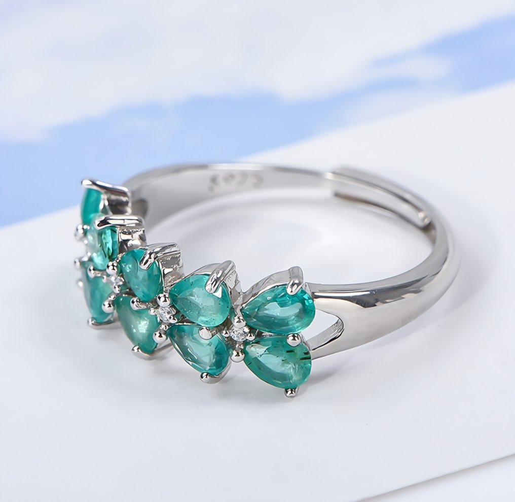 没有保留价 - 大戒指 - 18K包金 白金, 银 - 2.10ct. tw. 祖母绿 #3.2