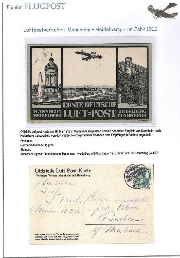 德國 1912/1924 - 早期德国航空邮件展览页面 #1.0