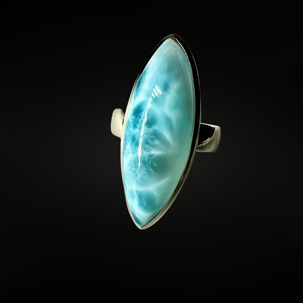 Exclusieve ring in Larimar - Zilver 925 rhodié Sieraden- 8.8 g - (1) #1.0