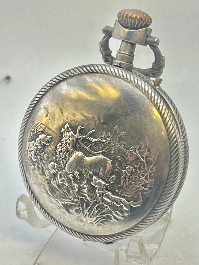 Onalim Cassa Argento Sbalzata Cervo . 1900 . - 1850-1900 #1.0