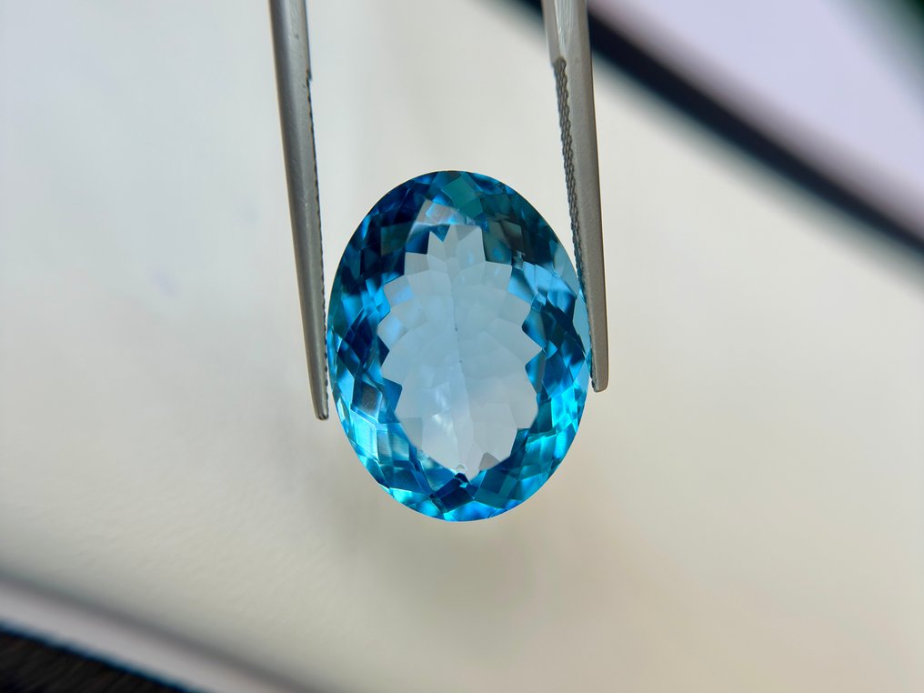 没有保留价 - 1 pcs  蓝色 黄宝石  - 29.45 ct - 国际有色宝石协会（ICA GemLab） - 令人惊叹的光泽蓝色碧玺 #2.1