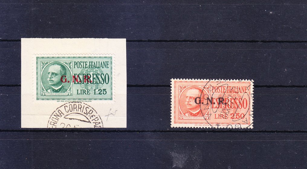 Regatul Italiei 1943 - Regno RSI: GNR Espresso - semnate Raybaudi și Fiecchi - Sassone n. 19-20 #1.0