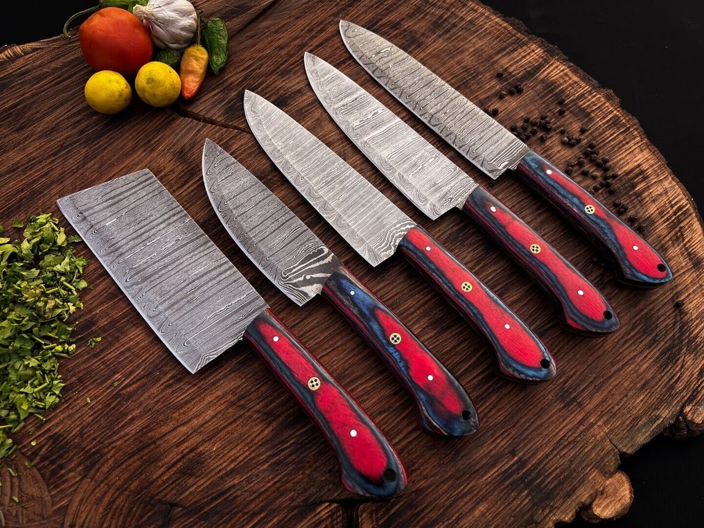 廚刀 - 厨房厨师刀具套装 目的:室内外日常用途 (UZ-277) - 美国异国木材柄和折叠钢 - 美國 - 厨房与烧烤套装 #2.1