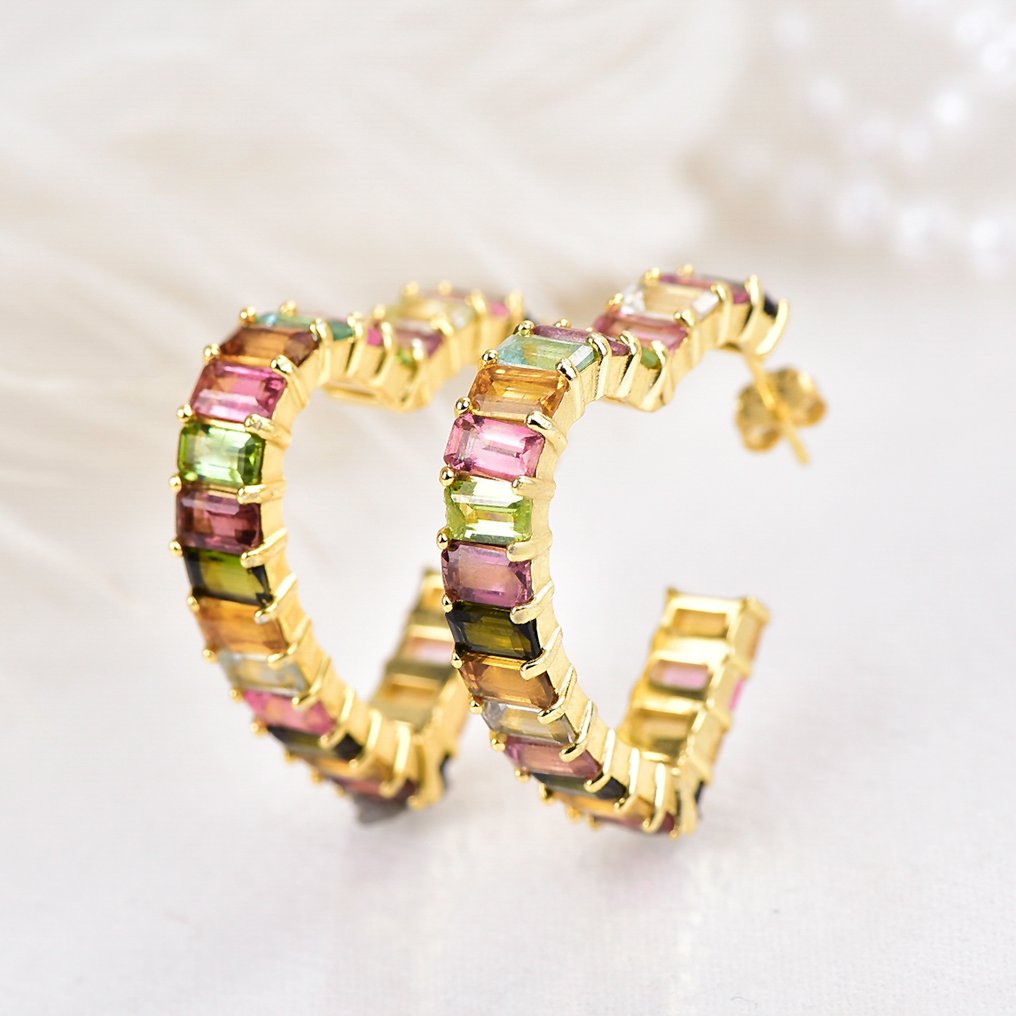 Zonder Minimumprijs - Oorbellen Zilver - Tourmaline - Gecertificeerd #1.0