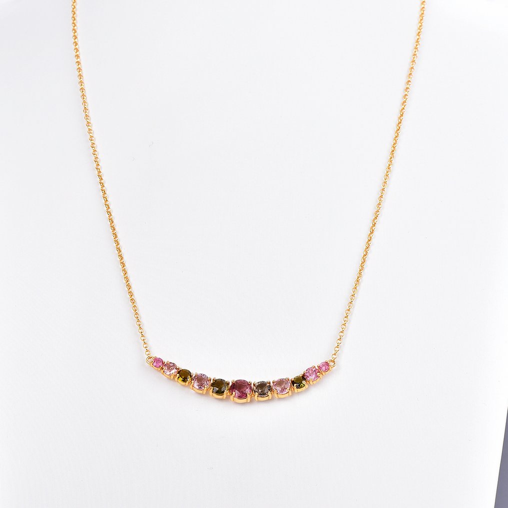 χωρίς τιμή ασφαλείας - Κολιέ Ασημί - Tourmaline - Πιστοποιημένο #1.0