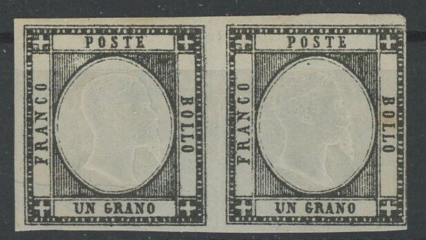 意大利古國－那不勒斯 1861 - 那不勒斯省，新的1号黑色谷物对，带橡胶-Bolaffi - Sassone n.19 #1.0