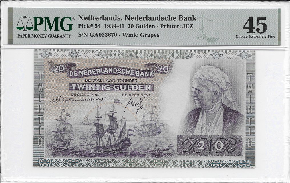Netherlands. - 20 Gulden 1939 - Pick 54  (No Reserve Price) #1.0