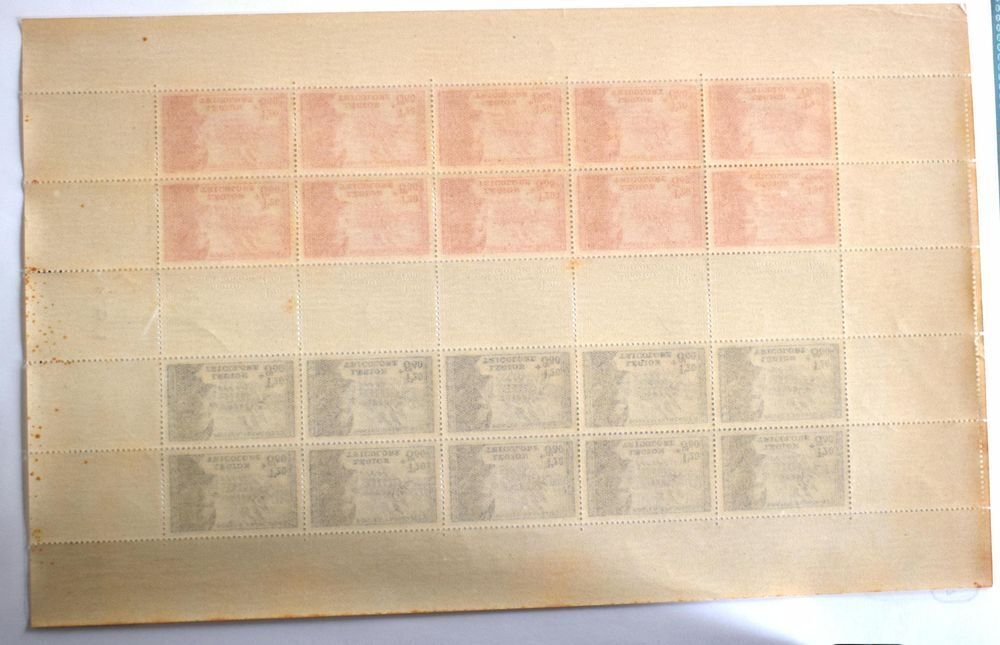 法國  - 2 张完整的页数，编号为 LEGION TRICOLORE 1942 - 20 对 NSC - Yvert n° 565 / 566 #4.3