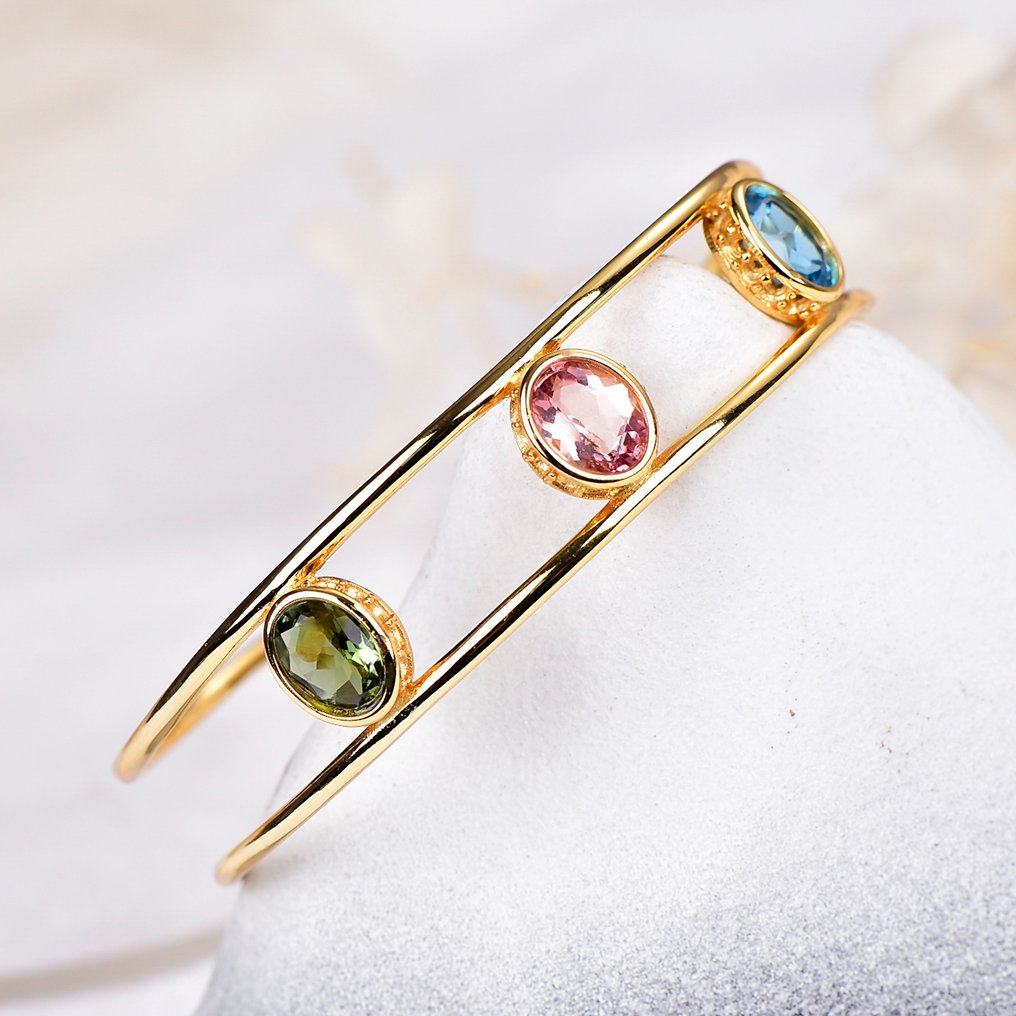 Zonder Minimumprijs - Armband Zilver - Gemengde edelstenen - Gecertificeerd #3.2