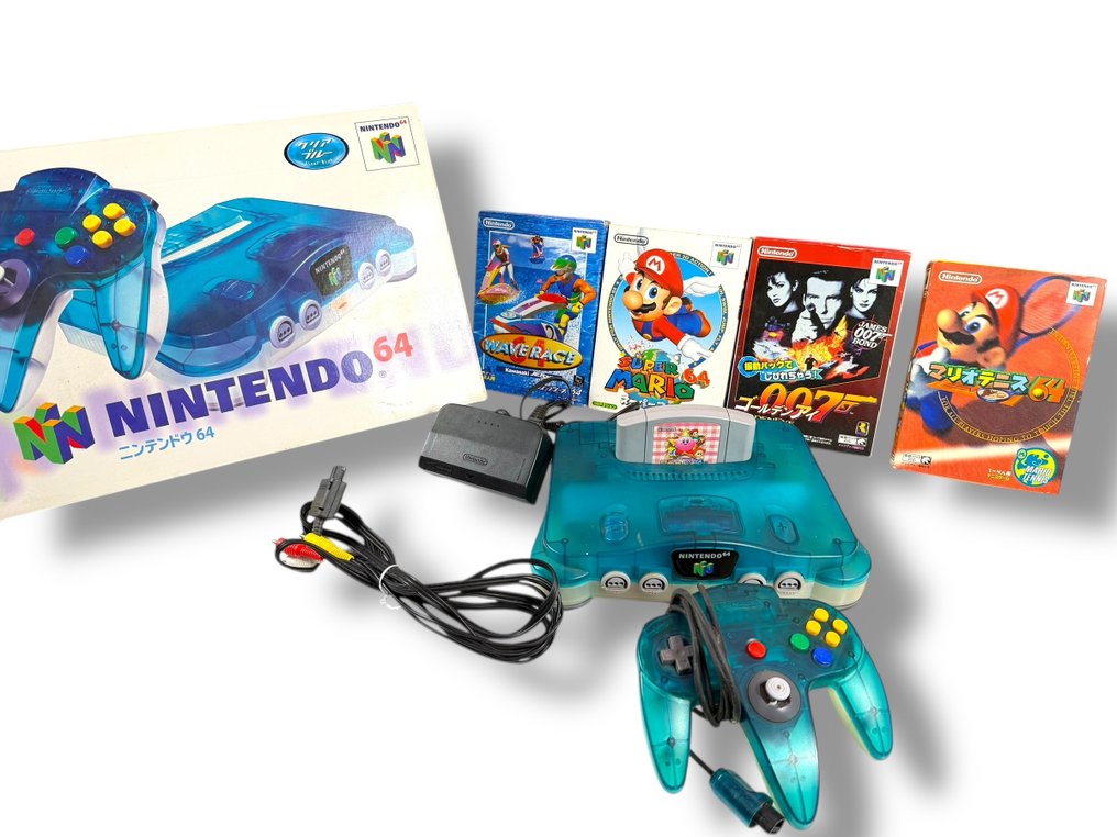 Nintendo - Nintendo 64 - Clear Blue (Japanese version ) with 1 controller - 5 Games - Video game console - In original box #1.0