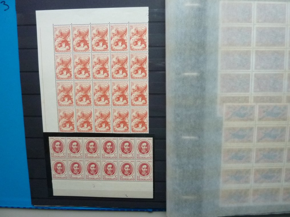 荷兰  - 在两个相册中收集纸张、地块、条带、块和对 #4.3