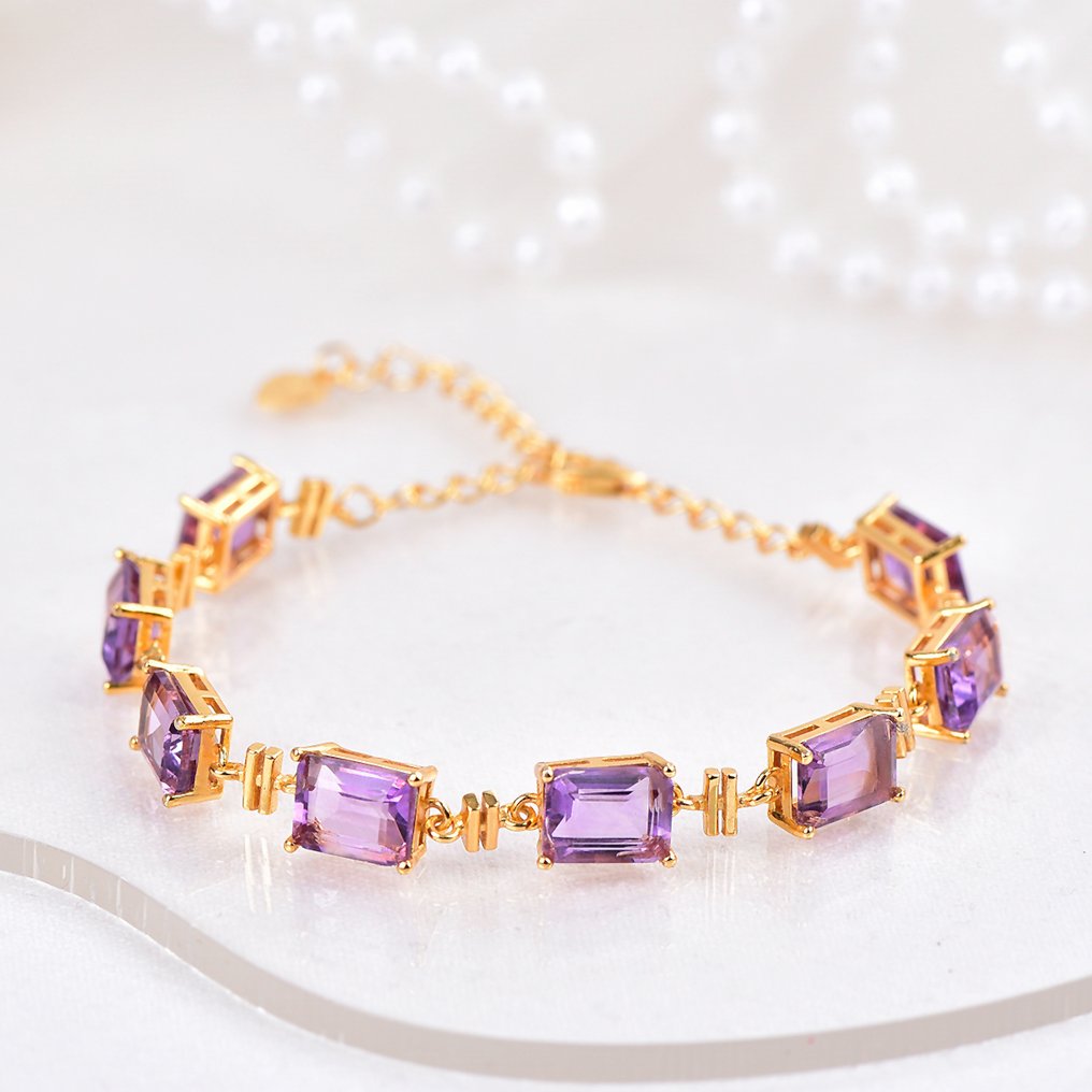 No reserve price - Bracelet Silver - Amethyst - Certified #1.0