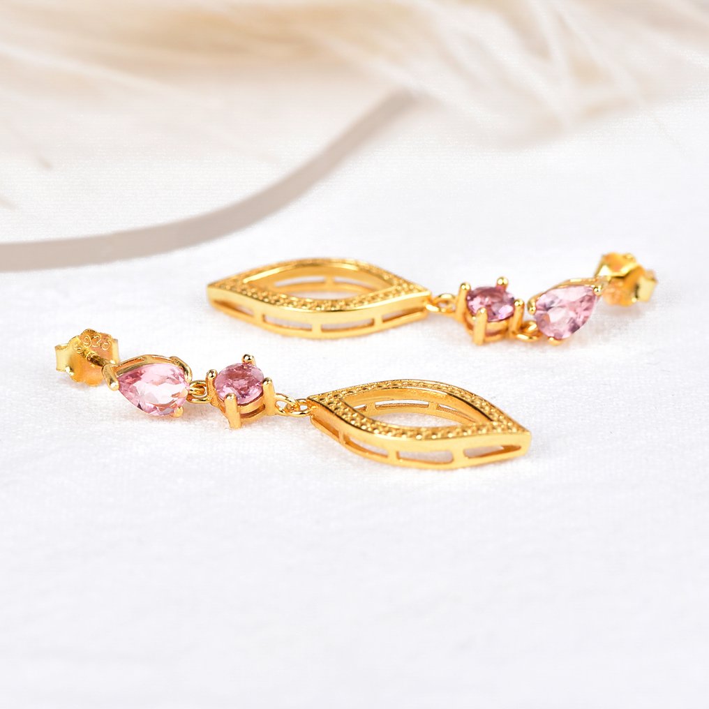 Senza Prezzo di Riserva - Orecchini Argento - Tourmaline - Certificata #4.3